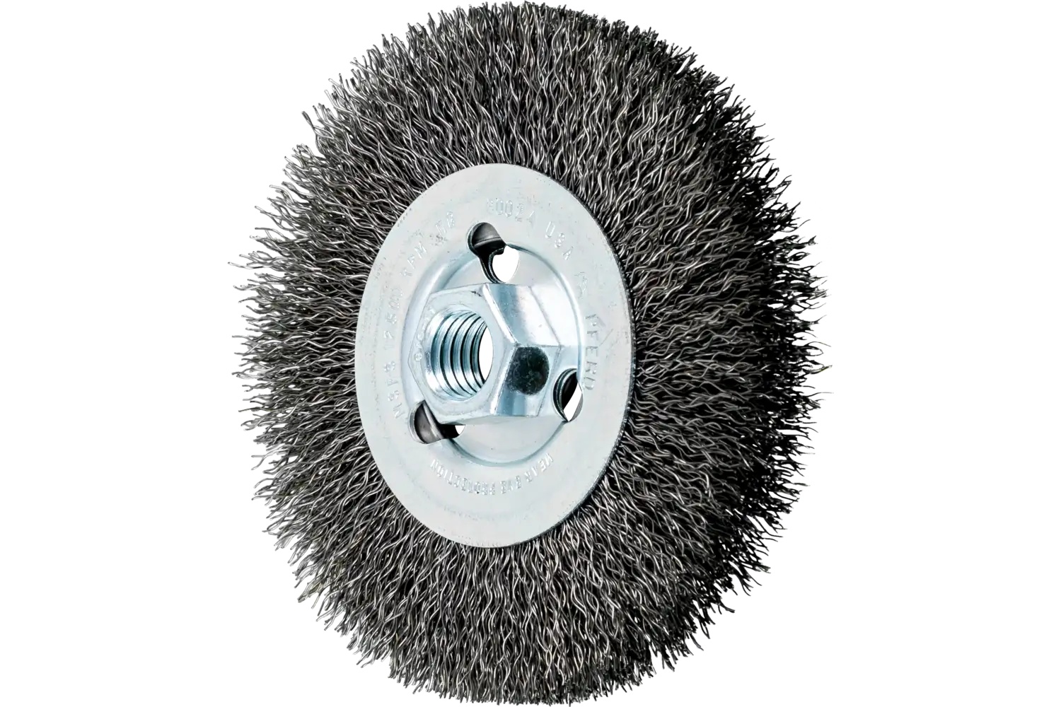 Picture of Pferd Crimped Wire Wheel Brush 4" Dia Narrow Face .014 Carbon Steel 5/8-11" Arbor